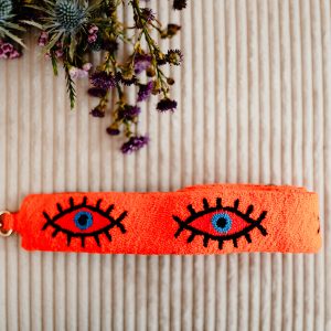 BANDOULIÈRE BRODÉE OEIL - ORANGE FLUO BLEU 1