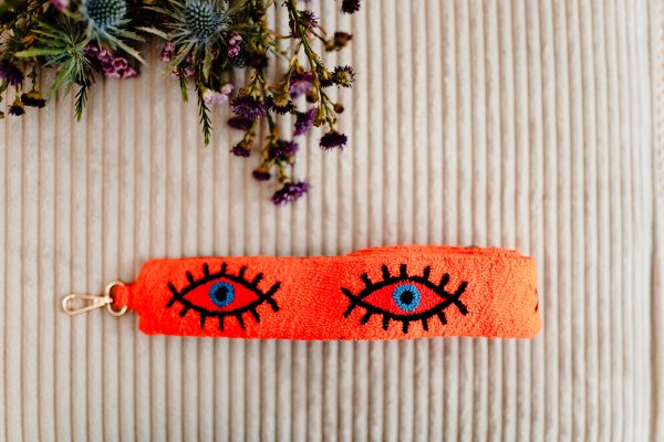 BANDOULIÈRE BRODÉE OEIL - ORANGE FLUO BLEU 1