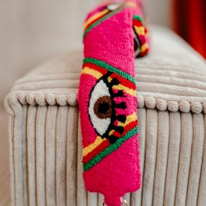 BANDOULIÈRE-BRODÉE-OEIL-ROSE-FUCHSIA-VERT-MARRON-1