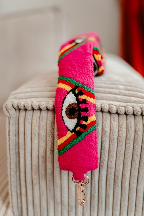 BANDOULIÈRE-BRODÉE-OEIL-ROSE-FUCHSIA-VERT-MARRON-1