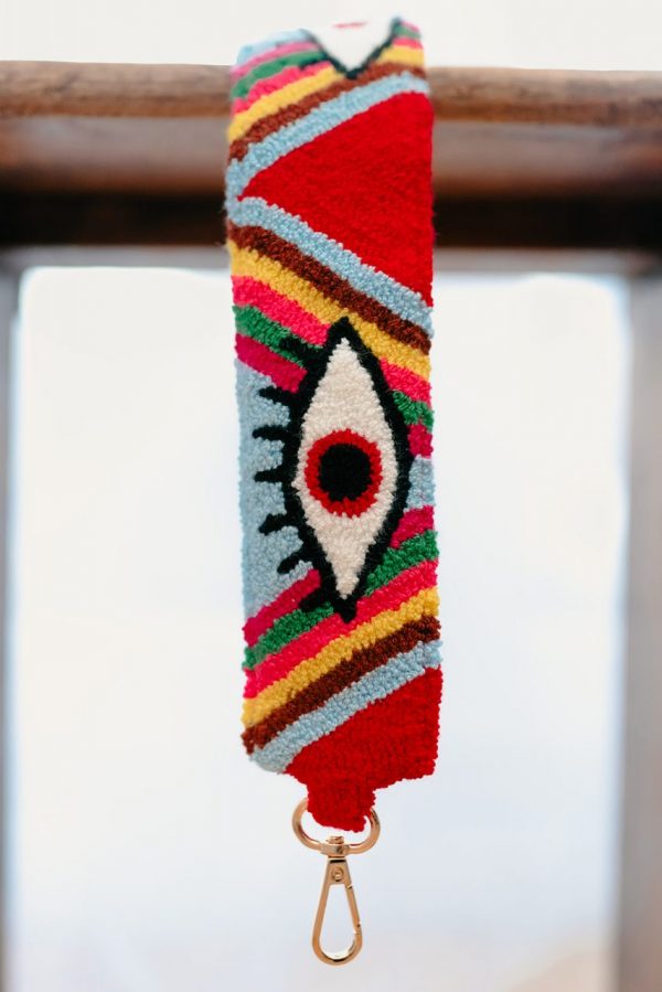 BANDOULIÈRE-BRODÉE-OEIL-ROUGE-BLEU-PASTEL-MARRON-1