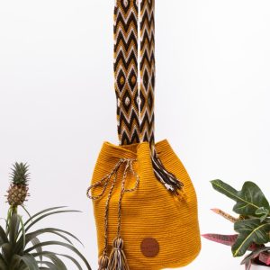 Sac à bandoulière jaune moutarde tissé à la main